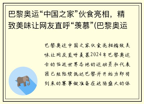 巴黎奥运“中国之家”伙食亮相，精致美味让网友直呼“羡慕”(巴黎奥运会中国队)